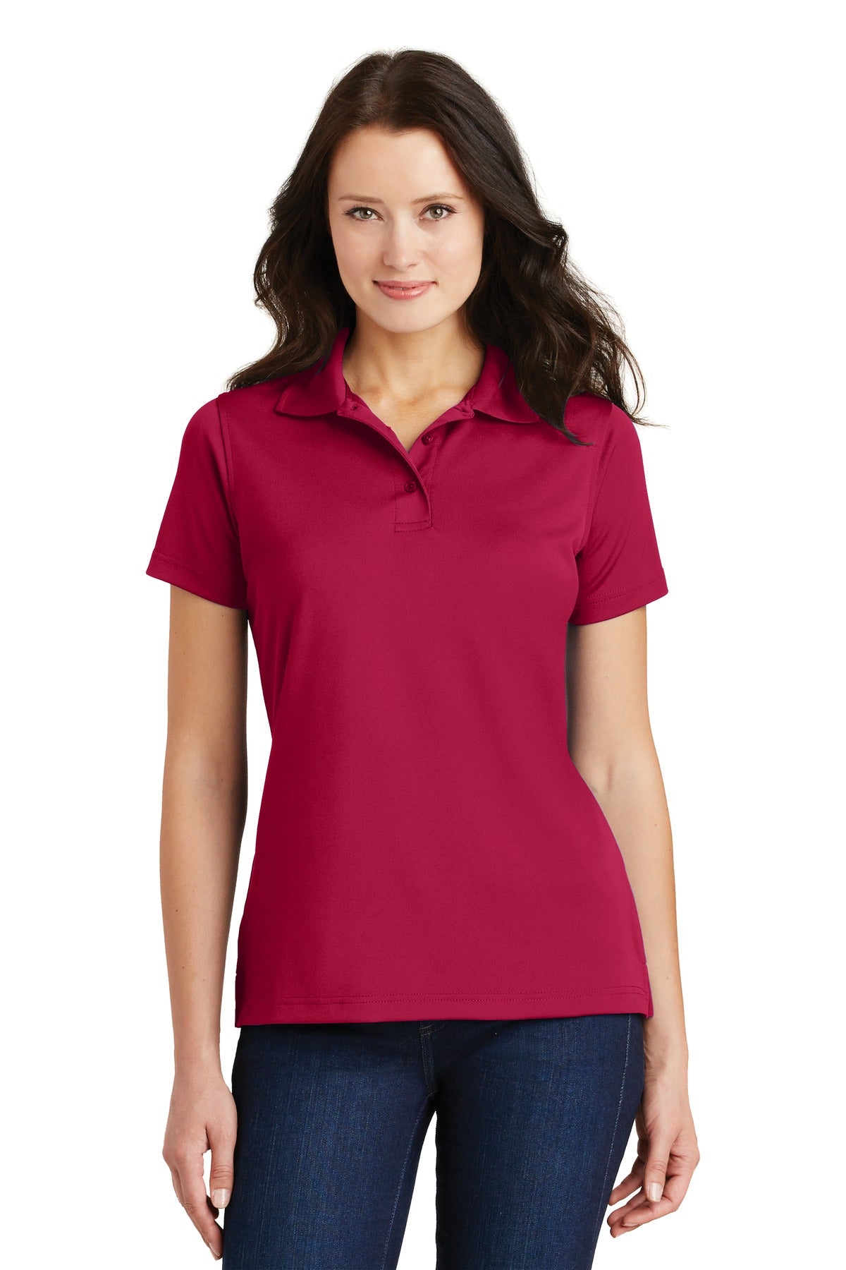 Port Authority Ladies Poly-Charcoal Blend Pique Polo. L497 Womens Apparel Shirts & Tops