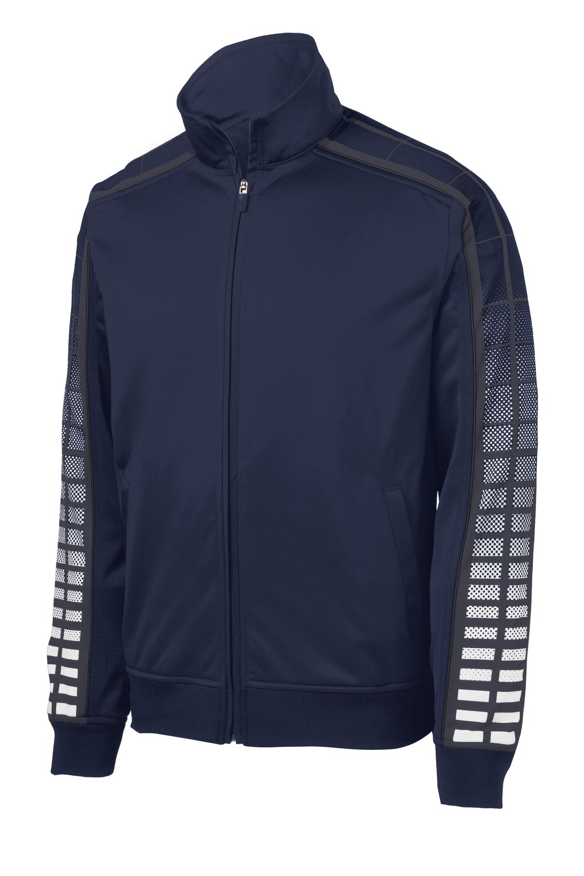 Sport-Tek Men's Dot Sublimation Tricot Track Jacket. JST93 Mens Apparel Jackets & Vests