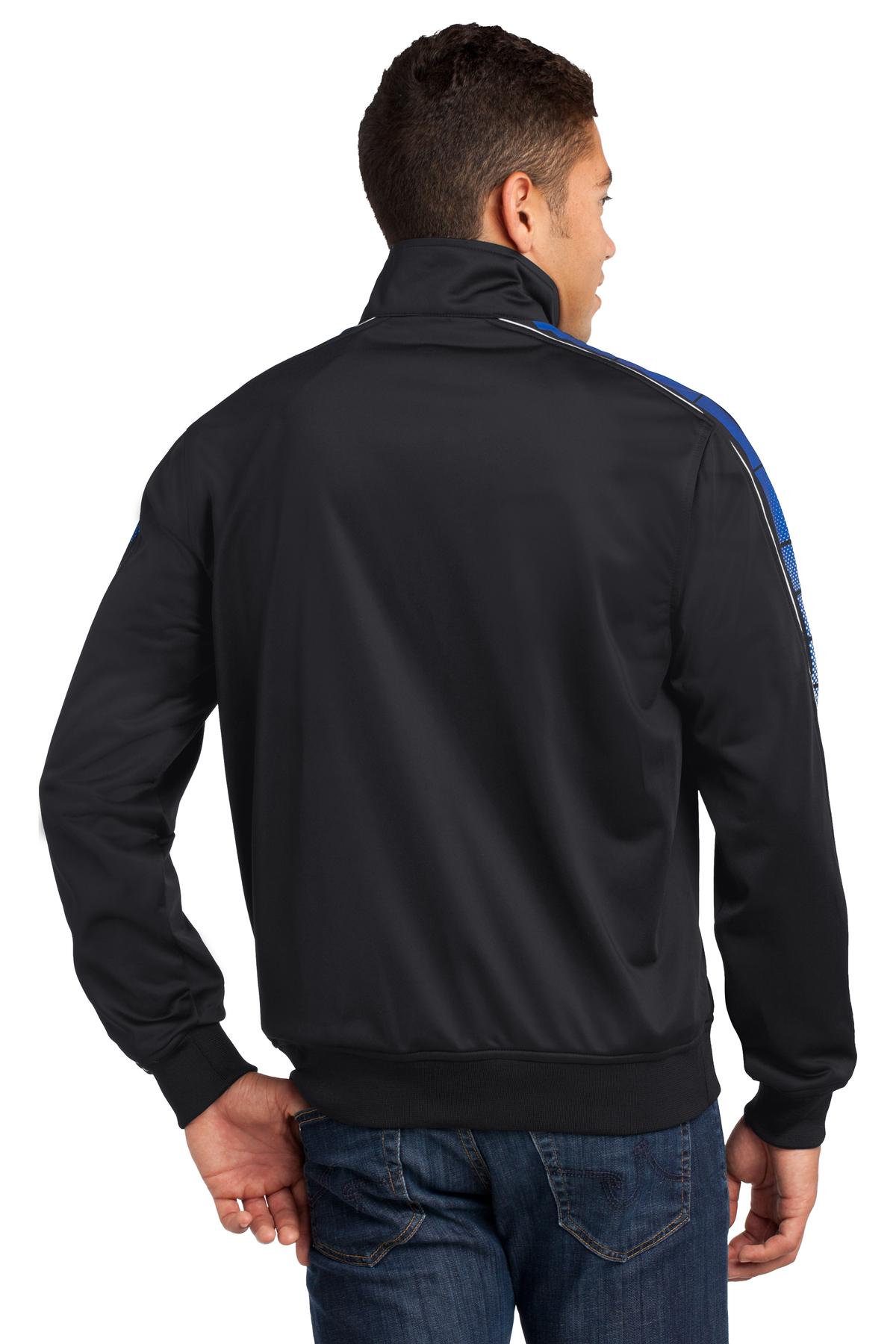 Sport-Tek Men's Dot Sublimation Tricot Track Jacket. JST93 Mens Apparel Jackets & Vests