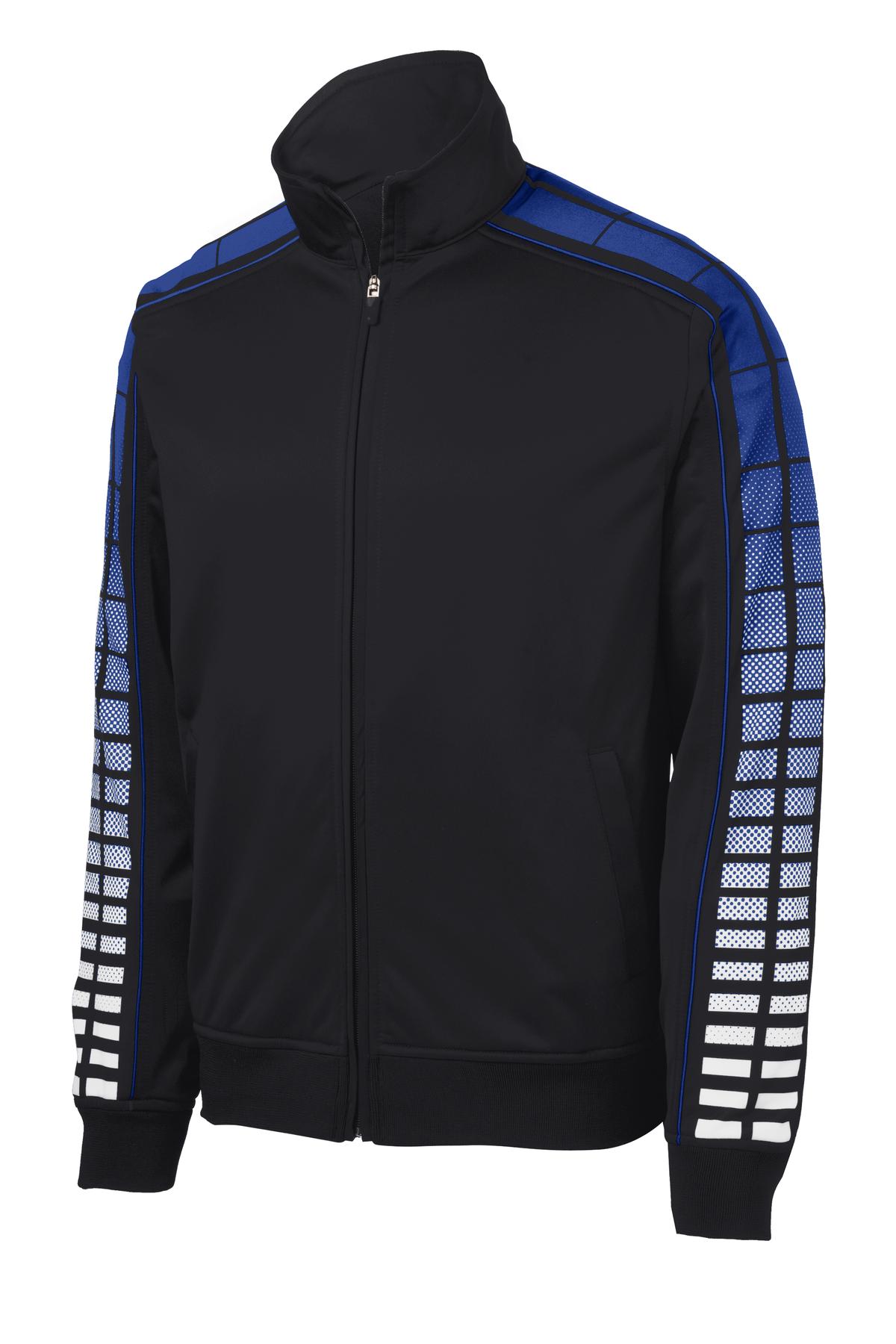 Sport-Tek Men's Dot Sublimation Tricot Track Jacket. JST93 Mens Apparel Jackets & Vests