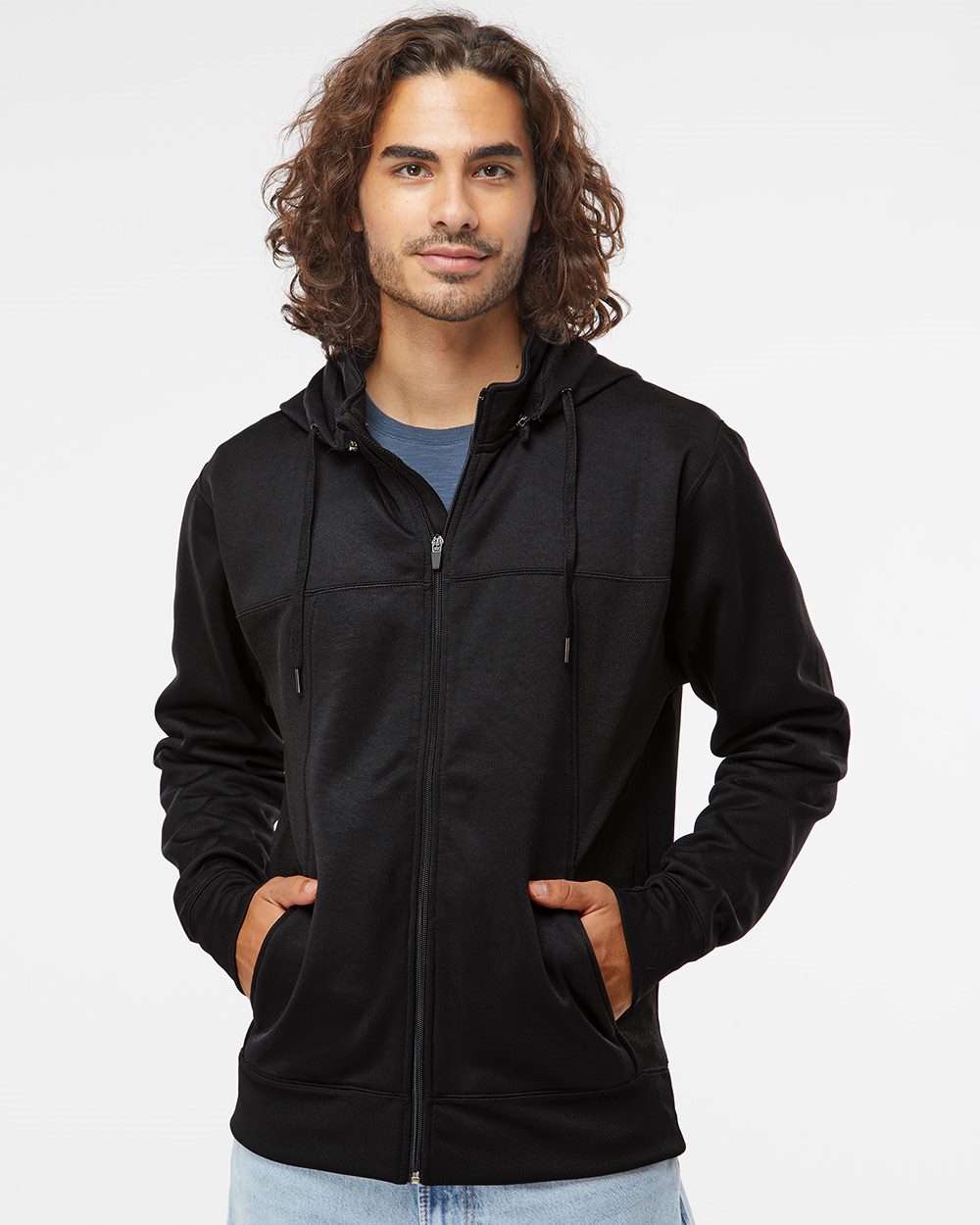 Independent Trading Co. Men's Poly-Tech Full-Zip Hooded Sweatshirt Mens Apparel Sweatshirts & Fleece