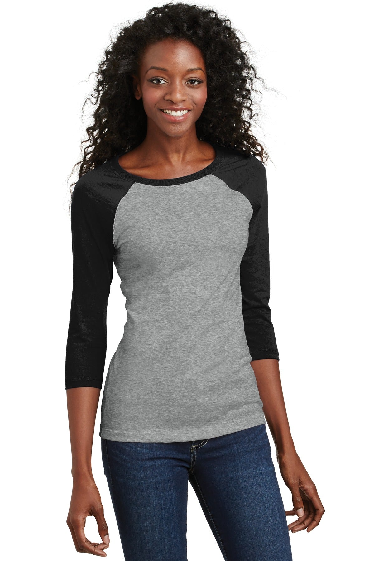 District - Juniors 50/50 3/4-Sleeve Raglan Tee. DT228 Youth Apparel Shirts & Tops