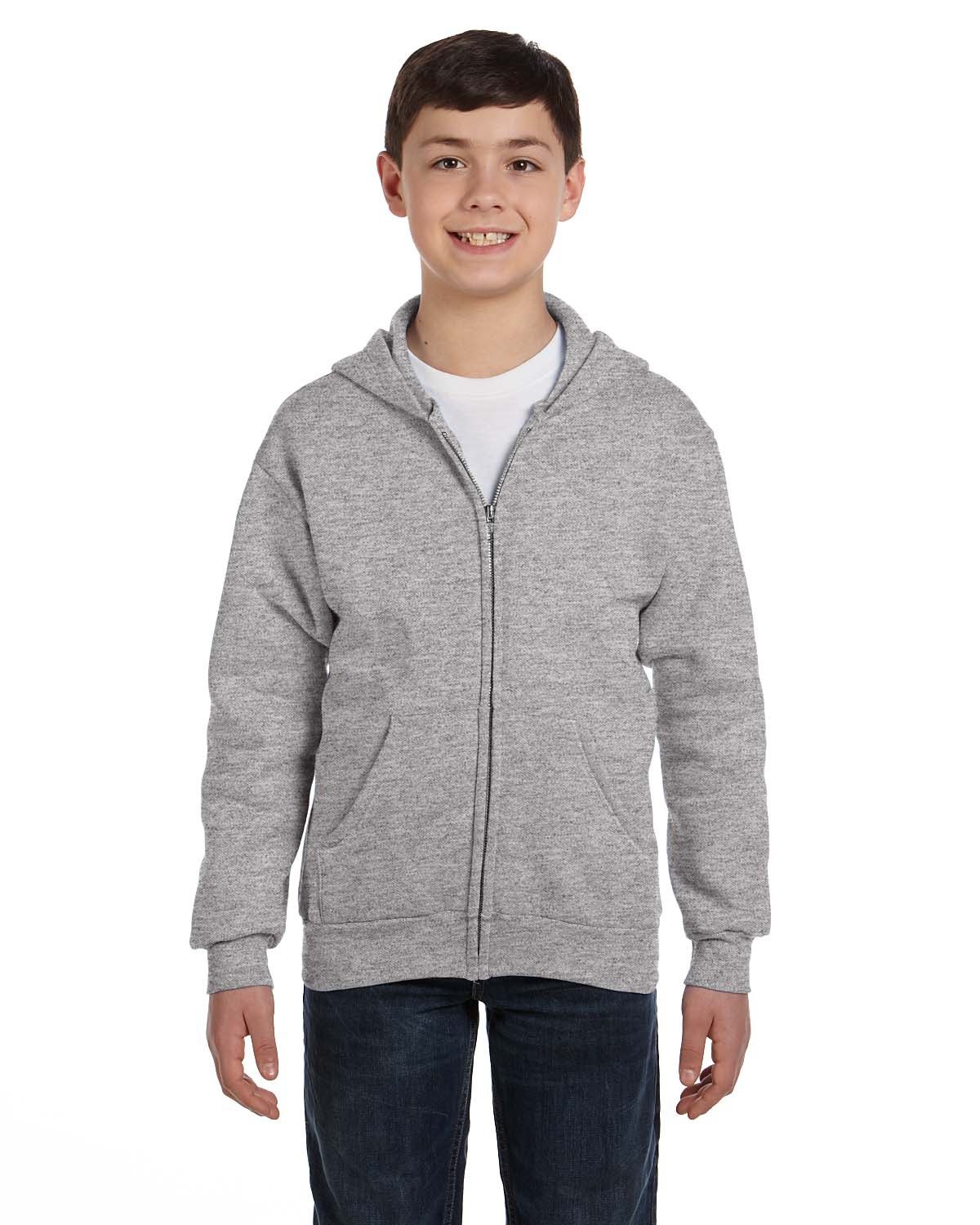Hanes Youth 7.8 oz. EcoSmart® 50/50 Full-Zip Hooded Sweatshirt Youth Apparel Hoodies & Sweatshirts