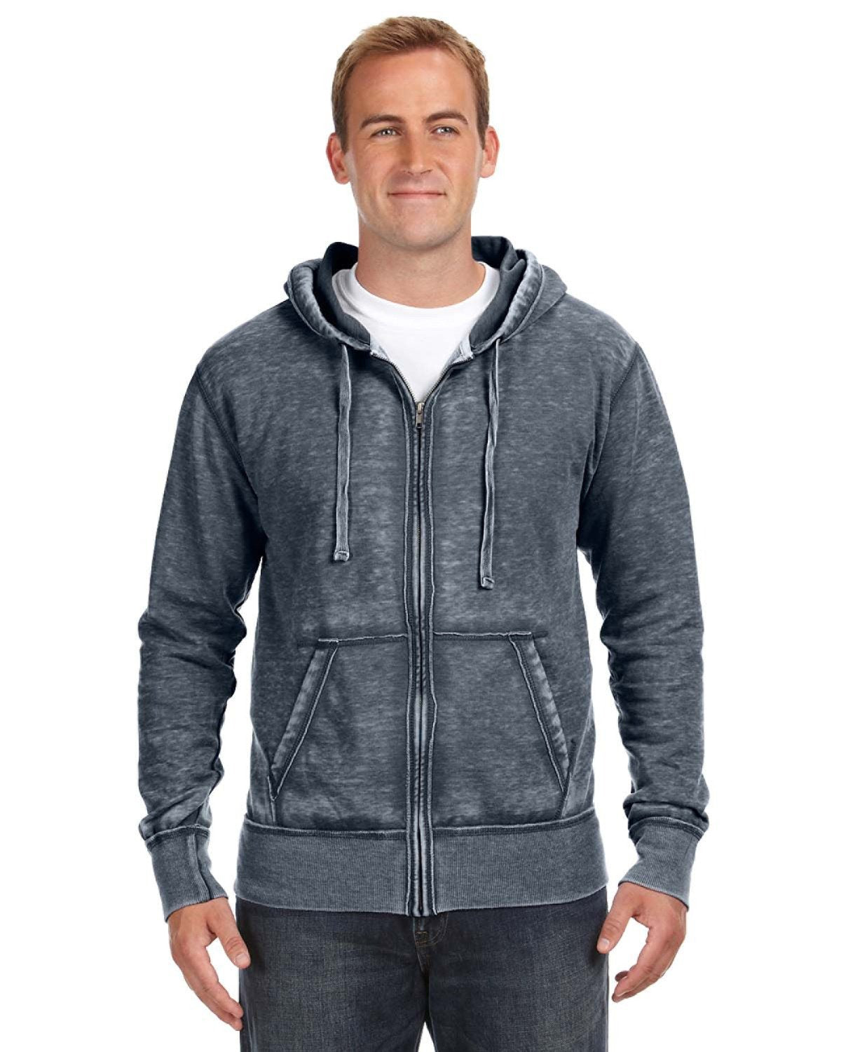 J. America Adult Vintage Zen Full-Zip Fleece Hooded Sweatshirt JA8916-AB Mens Apparel Sweatshirts & Fleece