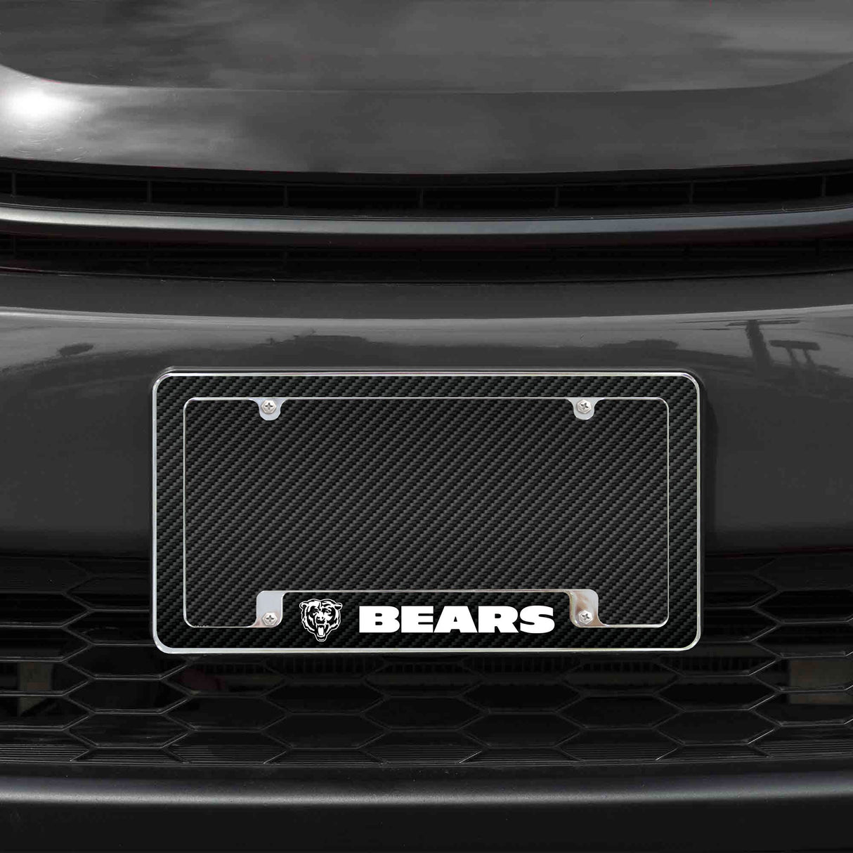 Rico Industries NFL Chicago Bears Black 12" x 6" Chrome License Plate Frame-1