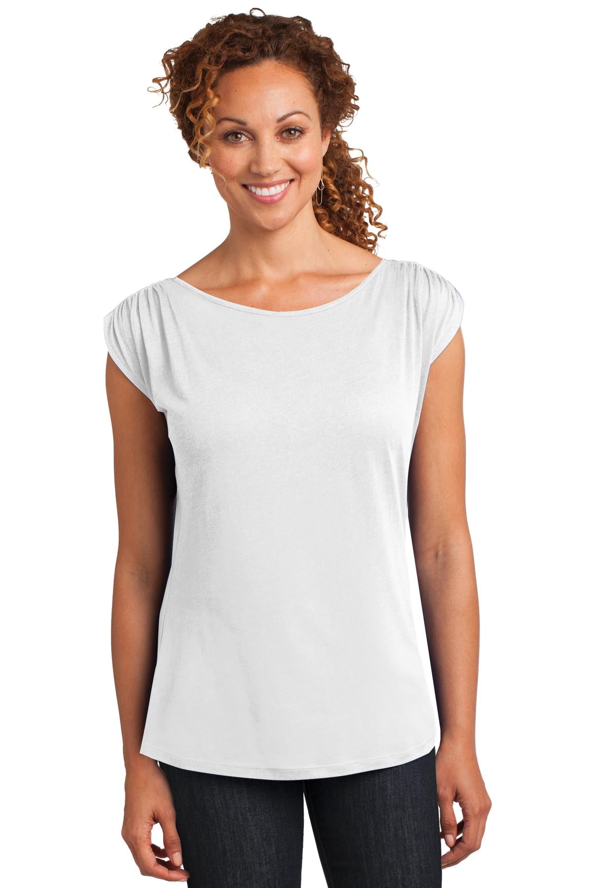 District Made Ladies Modal Blend Gathered Shoulder Tee. DM483 Womens Apparel Shirts & Tops