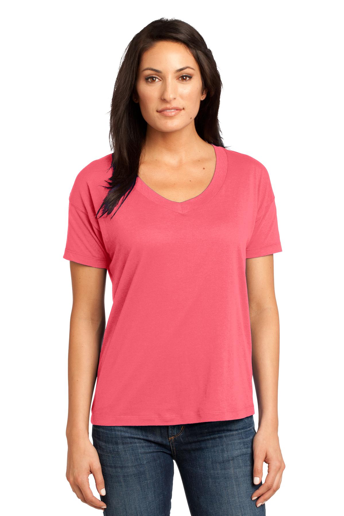 District Made - Ladies Modal Blend Relaxed V-Neck Tee. DM480 Womens Apparel Shirts & Tops