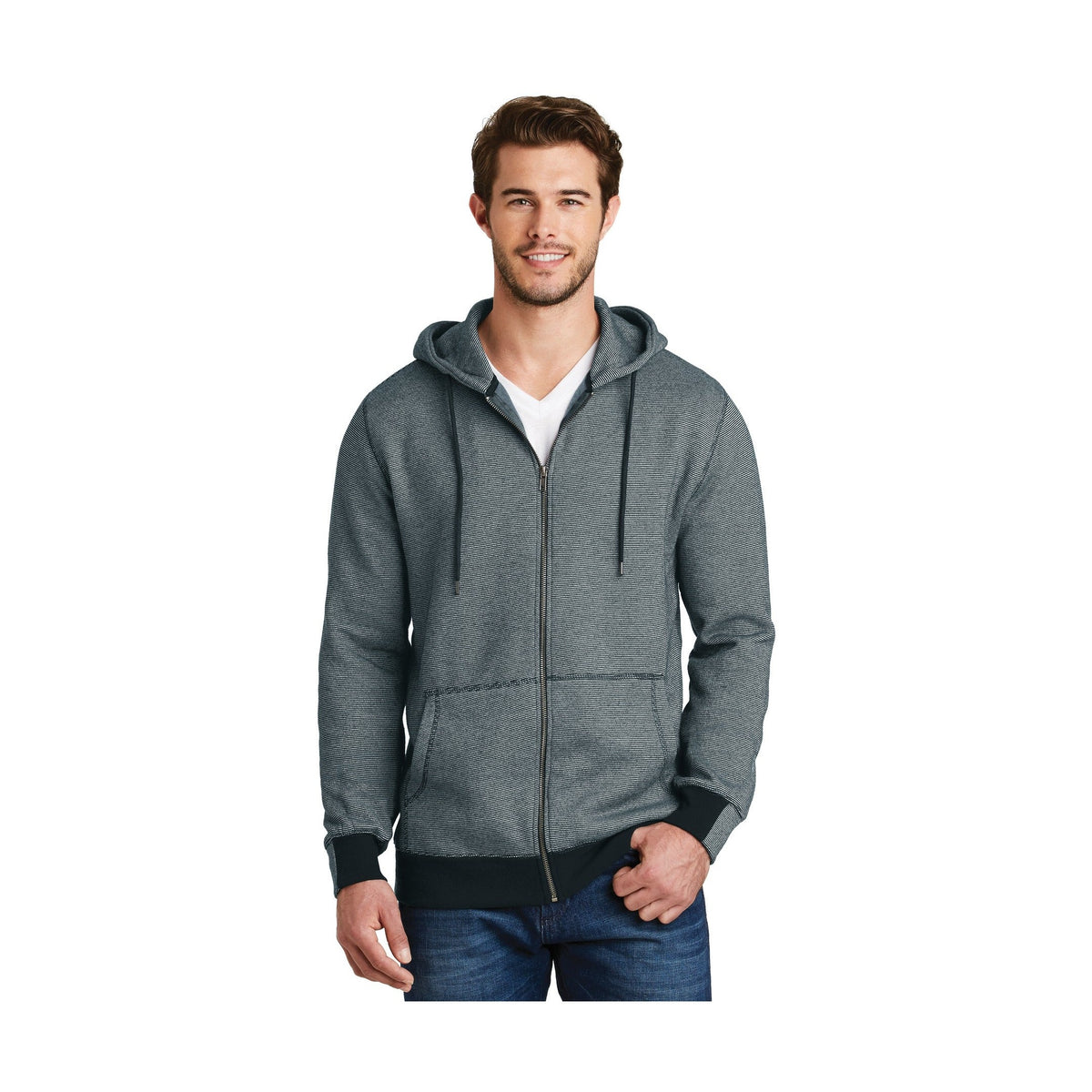 District Made Men's Mini Stripe Full-Zip Hoodie