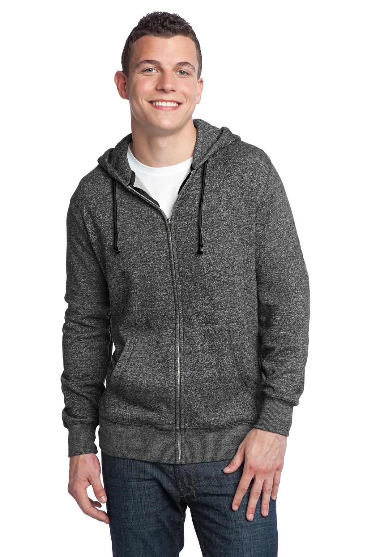 District Young Men's Marled Fleece Full-Zip Hoodie DT192 Youth Apparel Hoodies & Sweatshirts