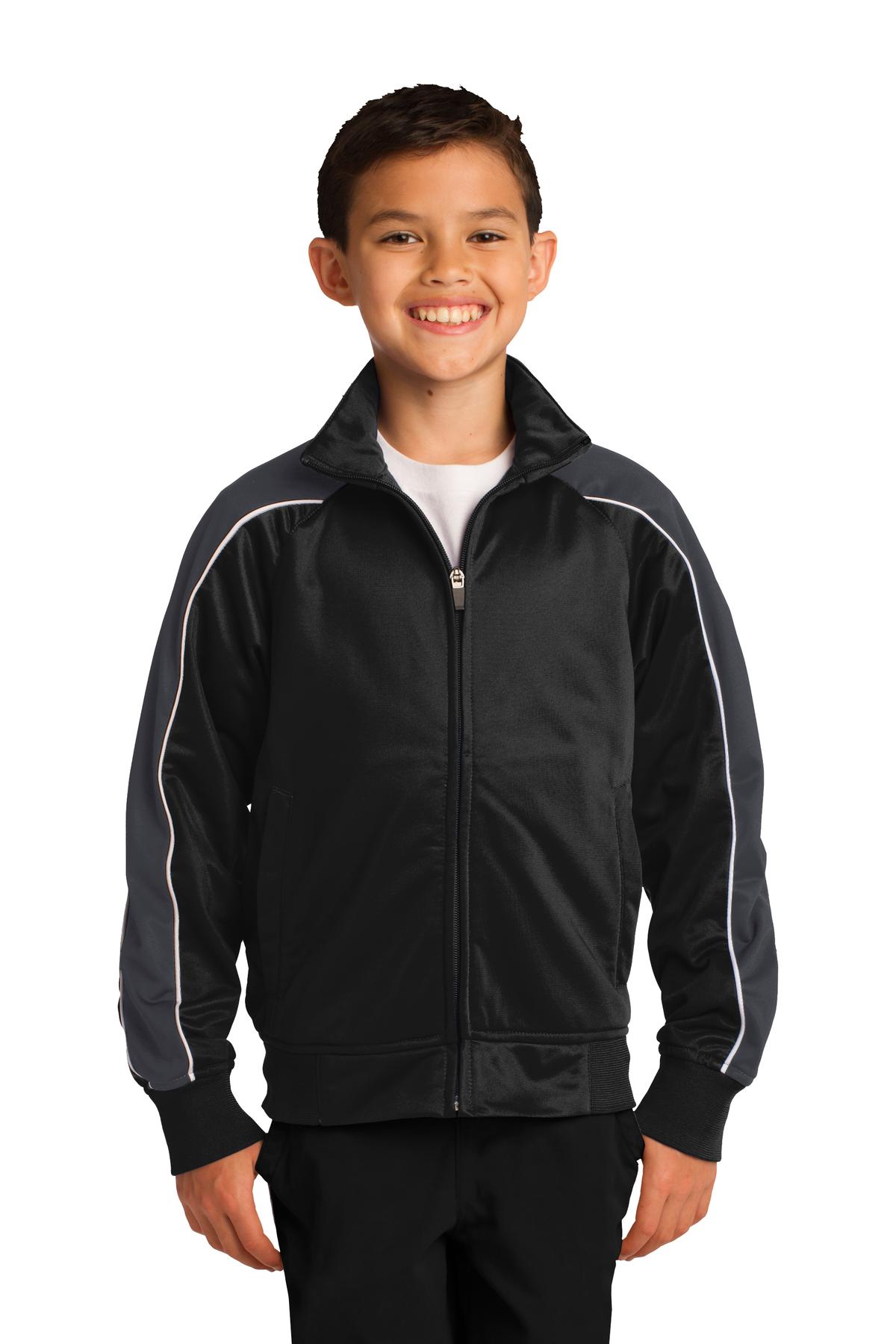 Sport-Tek Youth Piped Tricot Track Jacket. YST92 Youth Apparel Jackets & Vests