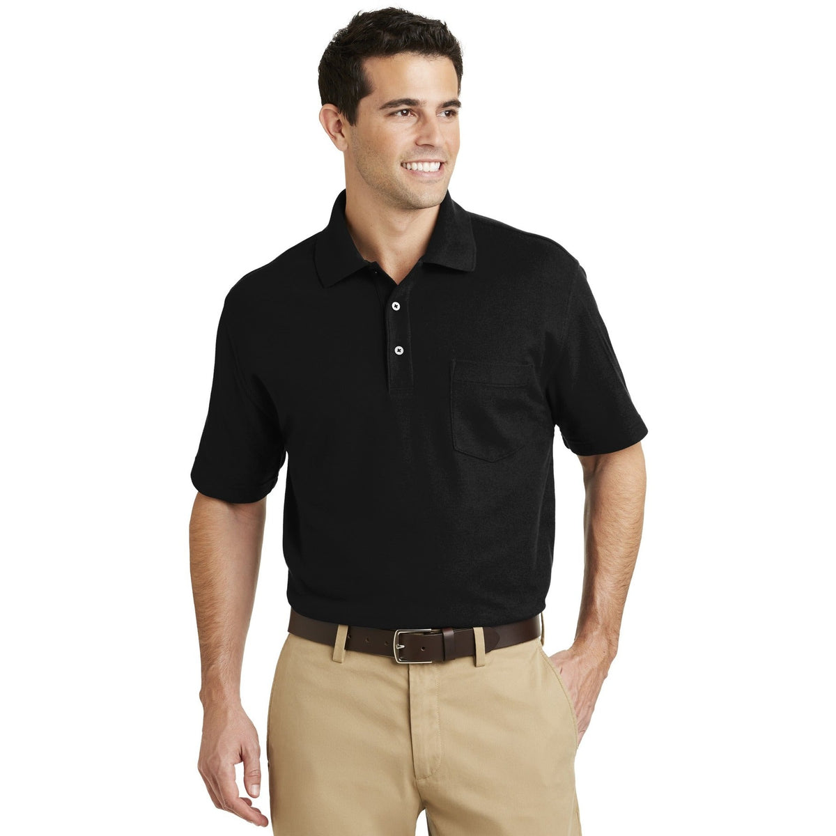 Port Authority Men's EZCotton Pique Pocket Polo