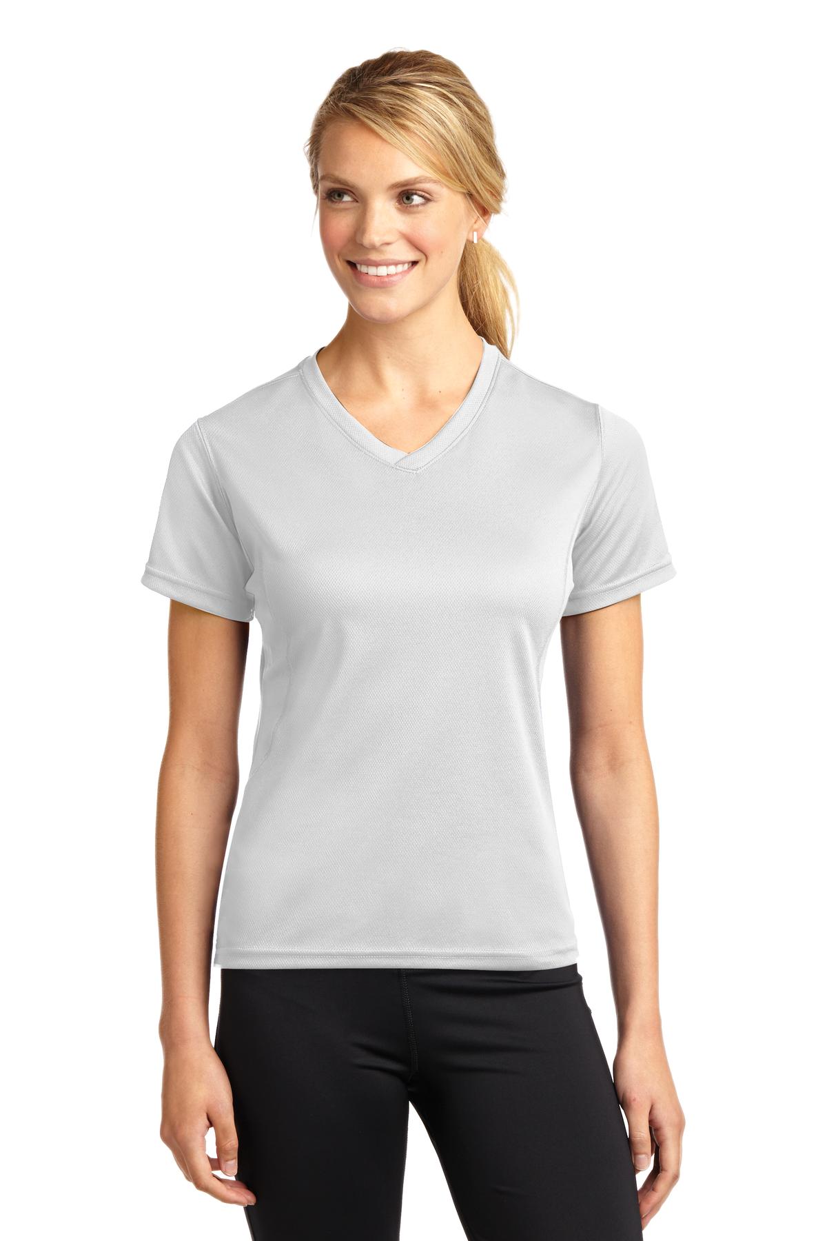 Sport-Tek Dri-Mesh Ladies V-Neck T-Shirt. L468V Womens Apparel Shirts & Tops