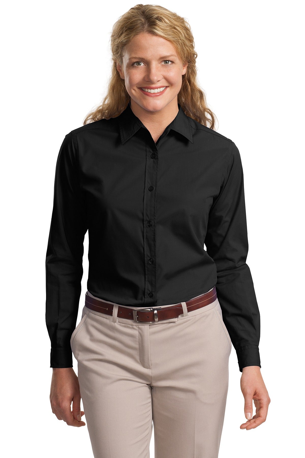 Port Authority Ladies Long Sleeve Easy Care Soil Resistant Shirt. L607 Womens Apparel Shirts & Tops