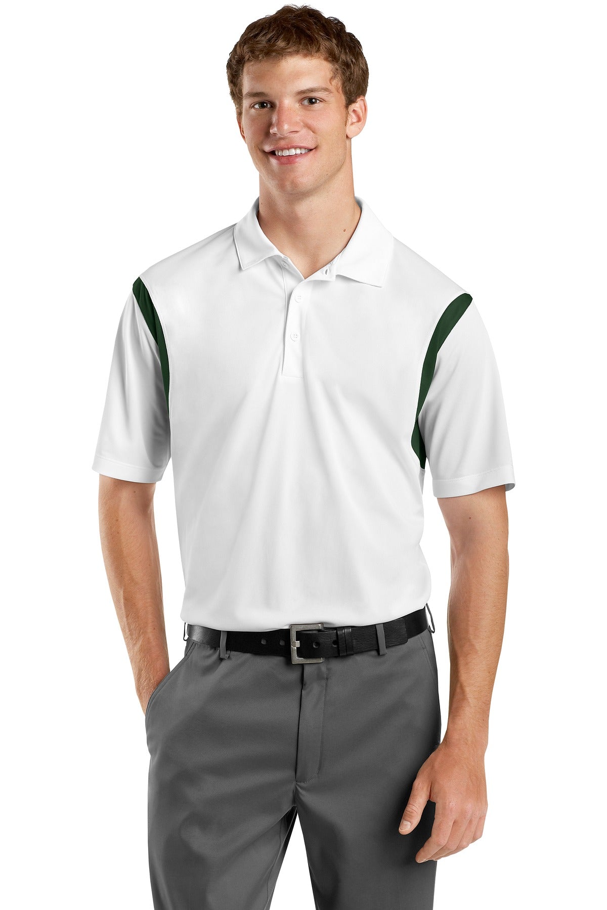 Sport-Tek Men's Back Blocked Micropique Sport-Wick Polo. ST656 Mens Apparel Shirts & Tops