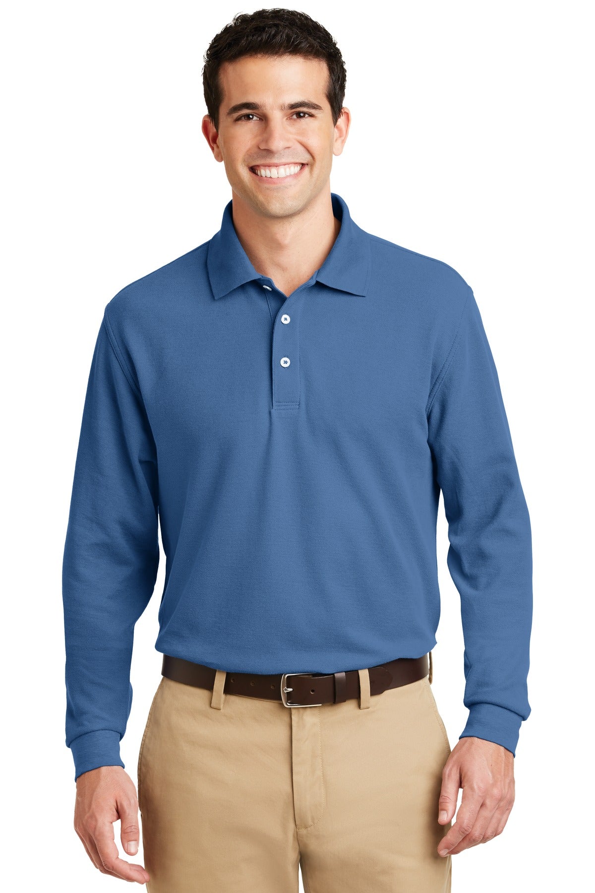 Port Authority Men's Long Sleeve EZCotton Pique Polo
