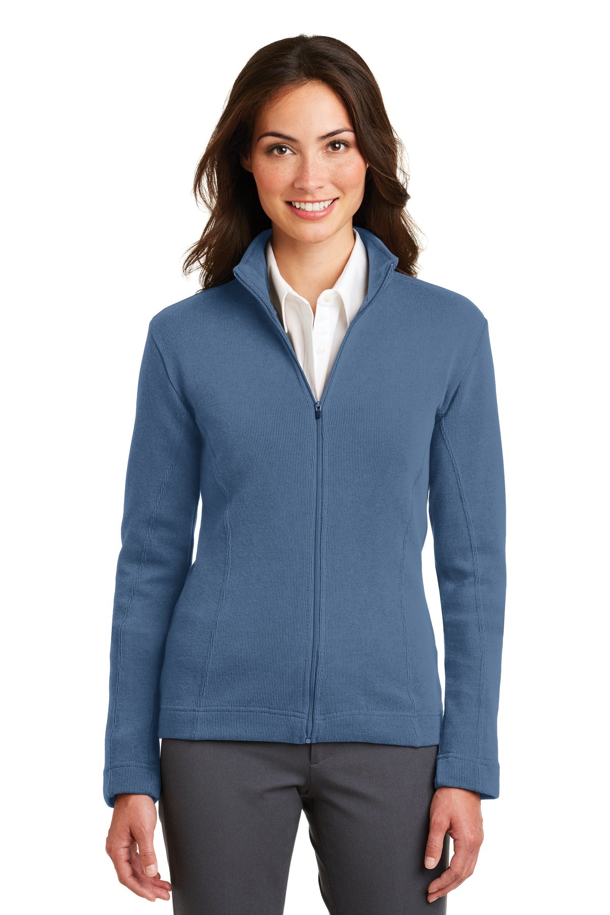 Port Authority Ladies Flatback Rib Full-Zip Jacket. L221 Womens Apparel Jackets & Vests