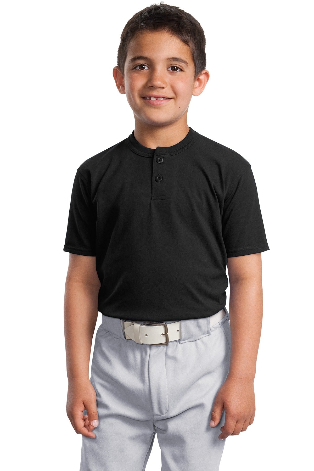 Sport-Tek Youth Short Sleeve Henley. YT210 Youth Apparel Shirts & Tops