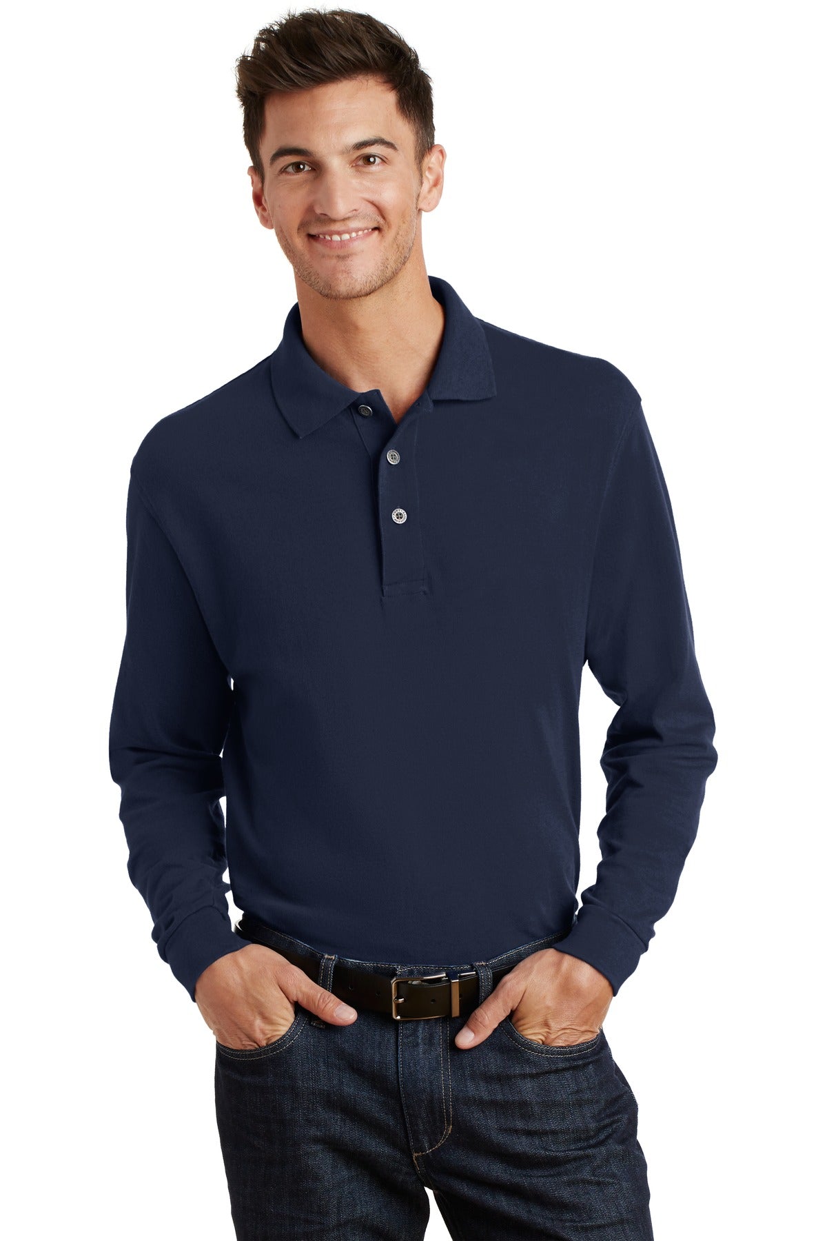 Port Authority Men's Long Sleeve Heavyweight Cotton Pique Polo