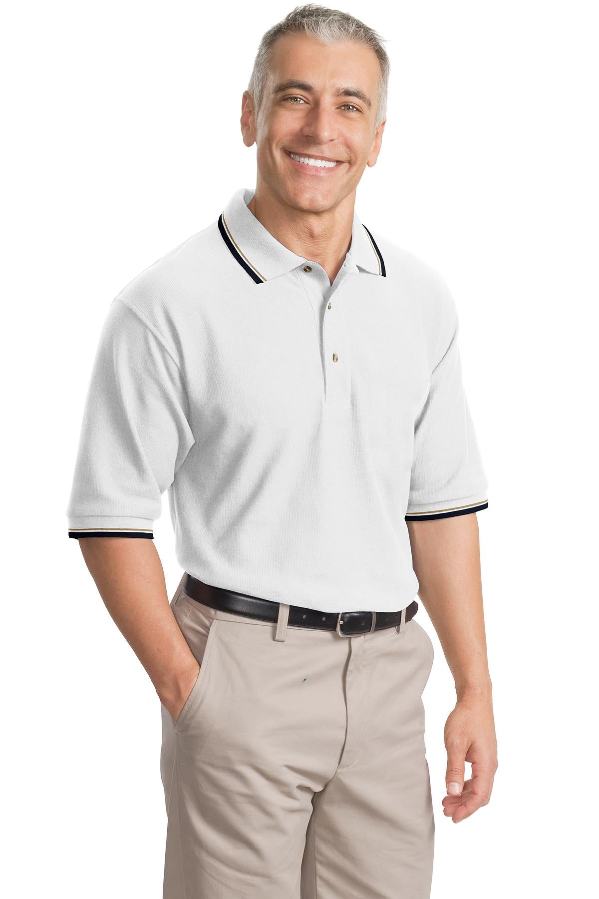 Port Authority Men's Cool Mesh Polo with Tipping Stripe Trim. K431 Mens Apparel Shirts & Tops