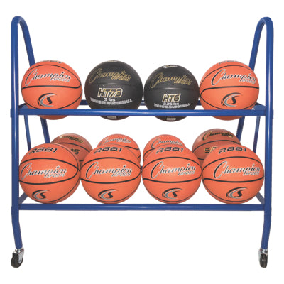 Champion Sports 12 Ball Deluxe Heavy-Duty Cart Basketball Equipment All