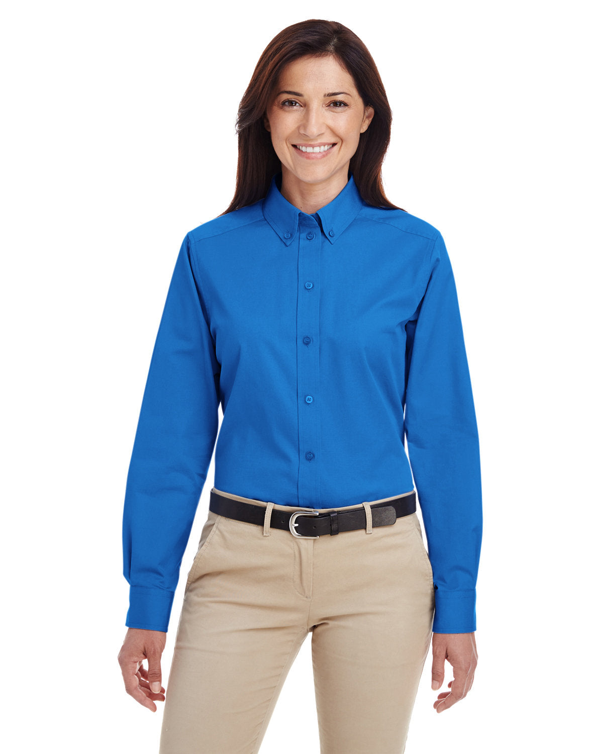 Harriton Ladies' Foundation 100% Cotton Long-Sleeve Twill Shirt with Teflon™ Womens Apparel Shirts & Tops