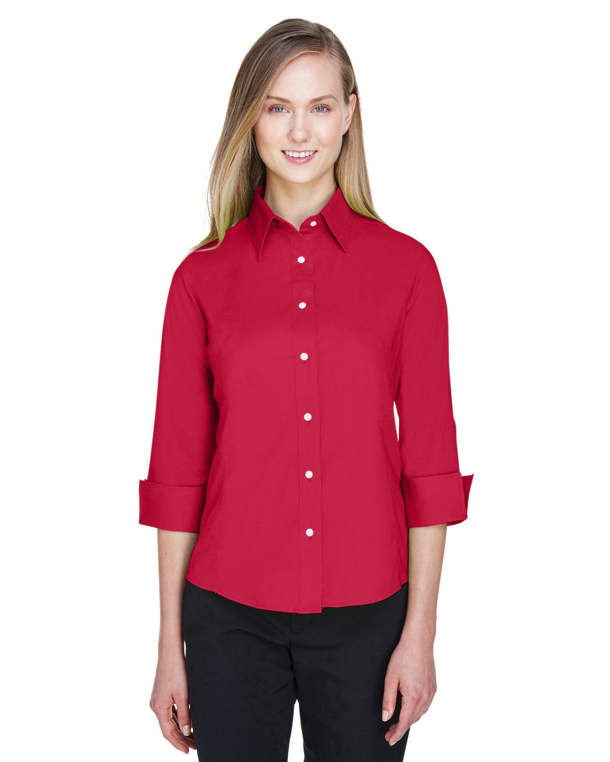 Devon & Jones Ladies' Perfect Fit™ 3/4-Sleeve Stretch Poplin Blouse Womens Apparel Shirts & Tops