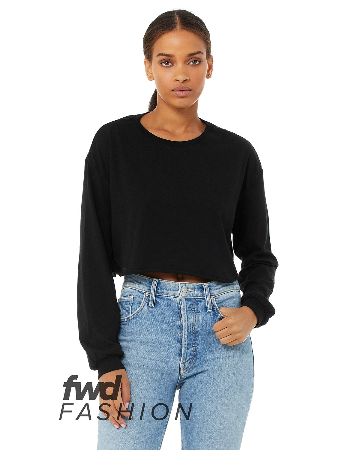 BELLA + CANVAS FWD Fashion Ladies' Cropped Long-Sleeve T-Shirt Womens Apparel Shirts & Tops