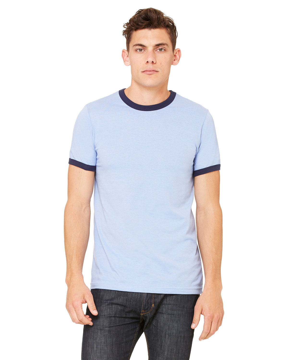 BELLA + CANVAS Men's Jersey Short-Sleeve Ringer T-Shirt Mens Apparel Shirts & Tops