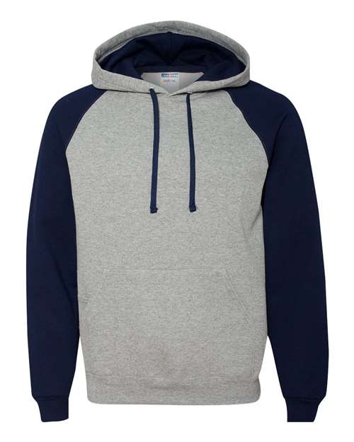 JERZEES Men's Nublend Colorblocked Raglan Hooded Sweatshirt 96C Mens Apparel Sweatshirts & Fleece