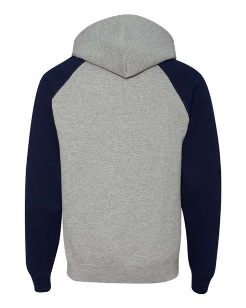 JERZEES Men's Nublend Colorblocked Raglan Hooded Sweatshirt 96C Mens Apparel Sweatshirts & Fleece