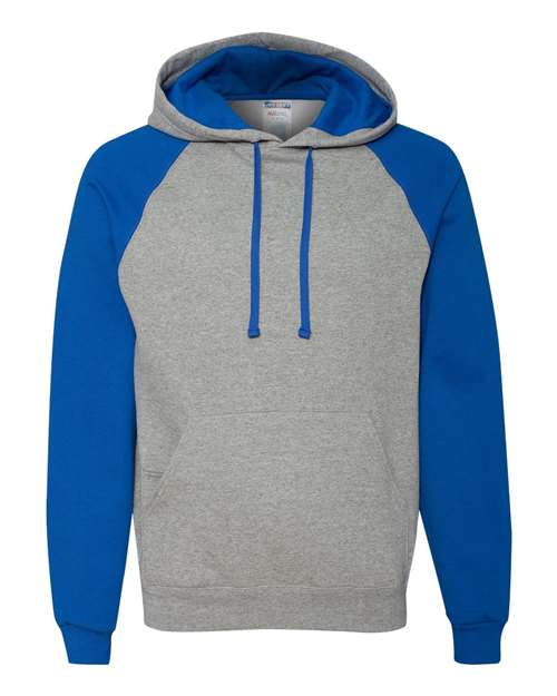 JERZEES Men's Nublend Colorblocked Raglan Hooded Sweatshirt 96C Mens Apparel Sweatshirts & Fleece