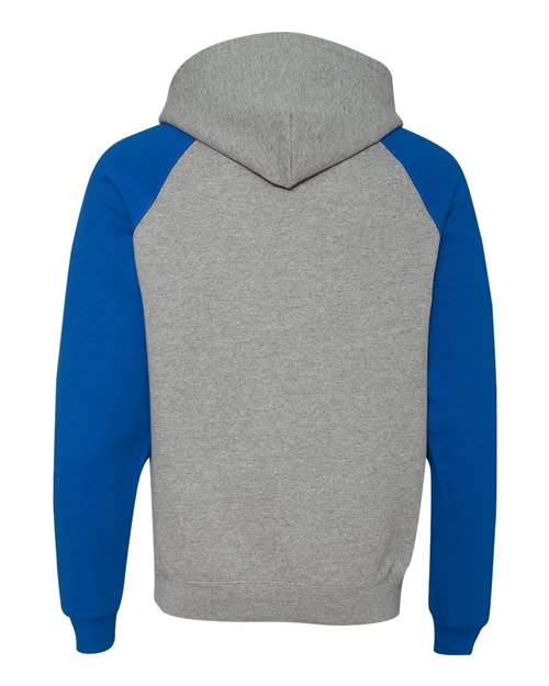 JERZEES Men's Nublend Colorblocked Raglan Hooded Sweatshirt 96C Mens Apparel Sweatshirts & Fleece