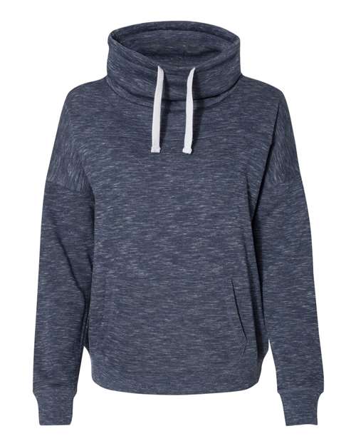 J. America Women’s Mélange Fleece Cowl Neck Sweatshirt 6203 Womens Apparel Sweatshirts & Fleece