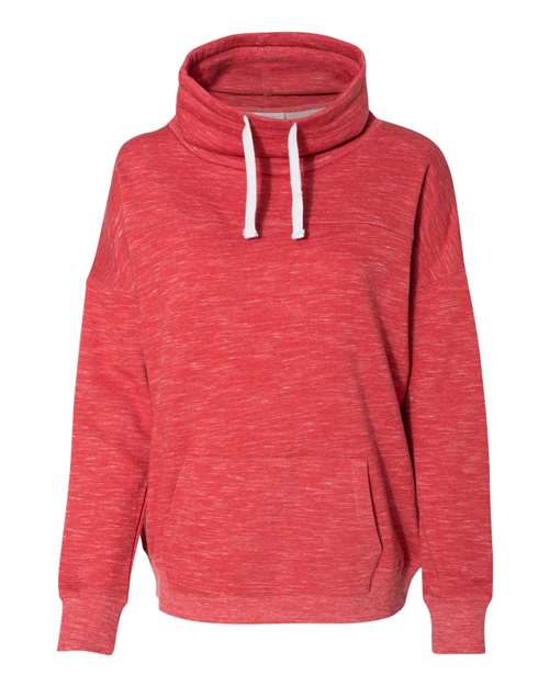 J. America Women’s Mélange Fleece Cowl Neck Sweatshirt 6203 Womens Apparel Sweatshirts & Fleece