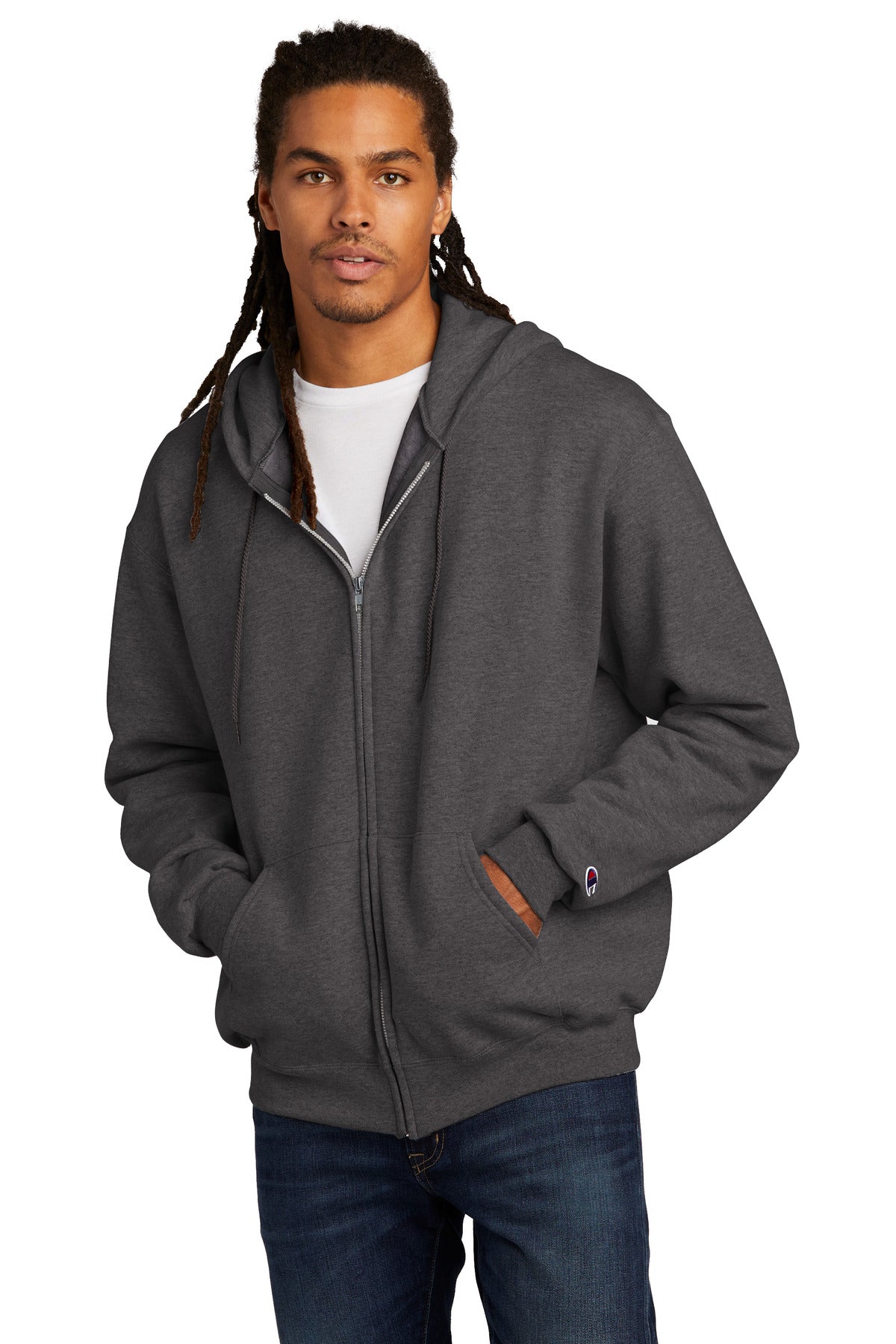 Champion Men's Powerblend Full-Zip Hoodie Mens Apparel Sweatshirts & Fleece