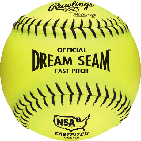 Rawlings 12" Pro Leather Dream Seam Fastpitch Softball - Dozen Team Softball Equipment