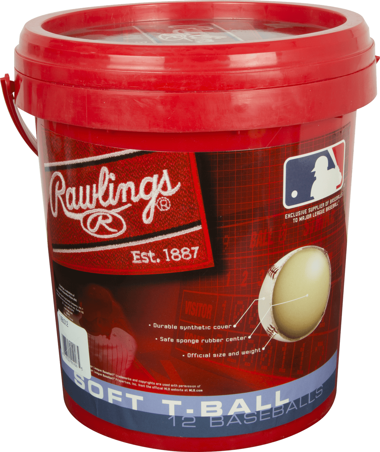 Rawlings 1 Gallon T-Ball / Bucket Combo - Includes 12 TVB Tee Balls Baseball Baseballs All