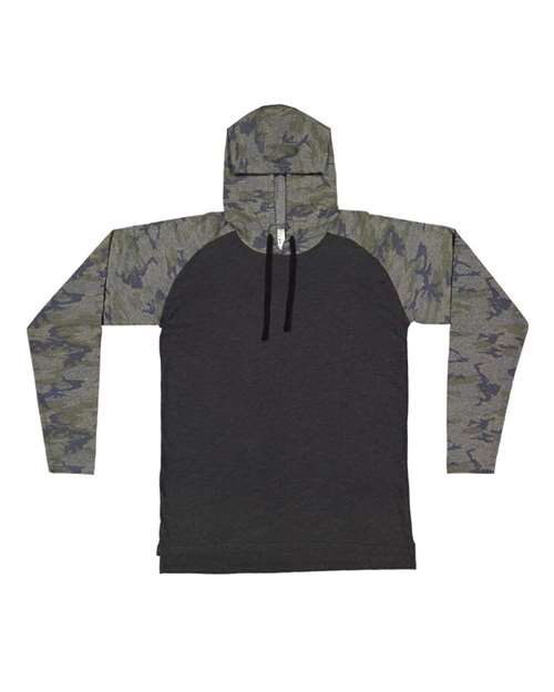 LAT Men's Fine Jersey Hooded Long Sleeve Raglan T-Shirt Mens Apparel Shirts & Tops
