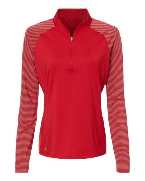 adidas Women's Stripe Block Quarter-Zip Pullover Womens Apparel Sweatshirts & Fleece