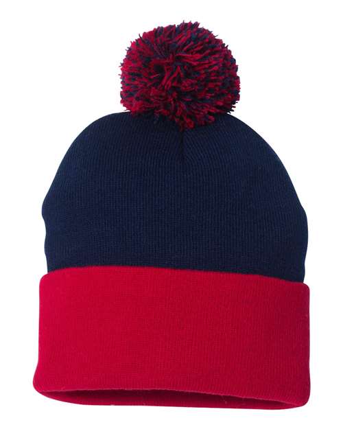 Sportsman Men's Pom-Pom 12" Knit Beanie Unisex Accessories Hats & Caps