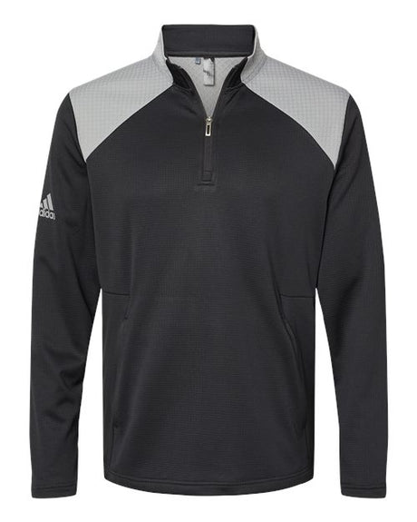 adidas Men's Textured Mixed Media Quarter-Zip Pullover Mens Apparel Sweatshirts & Fleece