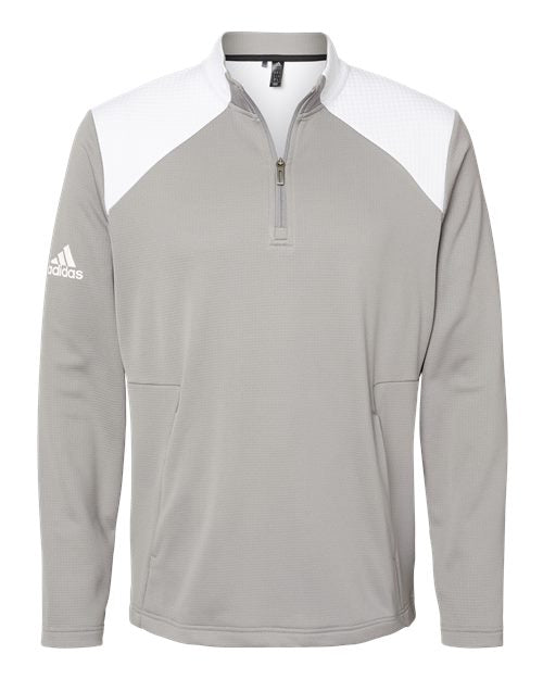 adidas Men's Textured Mixed Media Quarter-Zip Pullover Mens Apparel Sweatshirts & Fleece