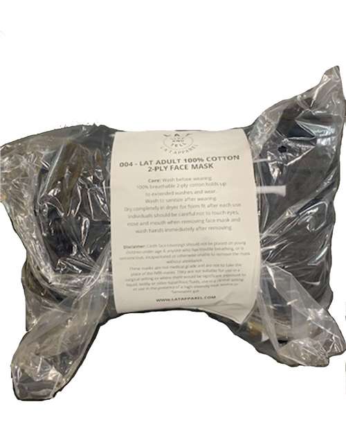 LAT 100% Cotton 2-Ply Face Masks - 50 Pack Unisex Accessories Face Coverings
