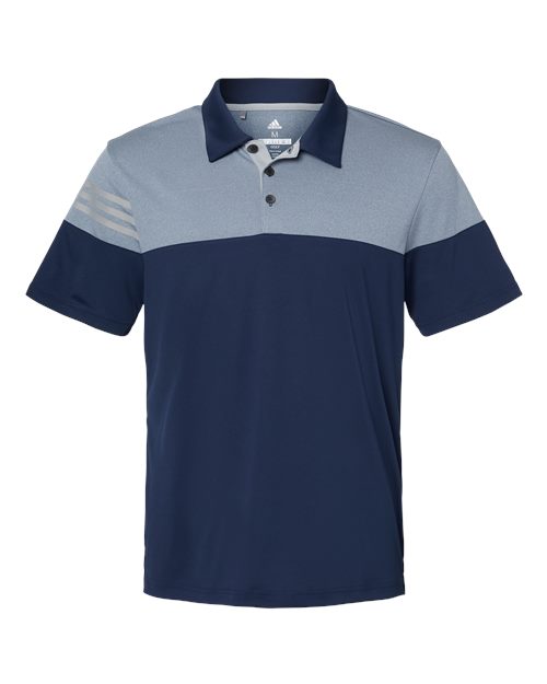 Adidas Men's Heathered 3-Stripes Colorblock Polo-1