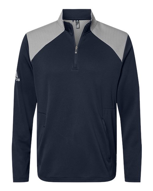 adidas Men's Textured Mixed Media Quarter-Zip Pullover Mens Apparel Sweatshirts & Fleece
