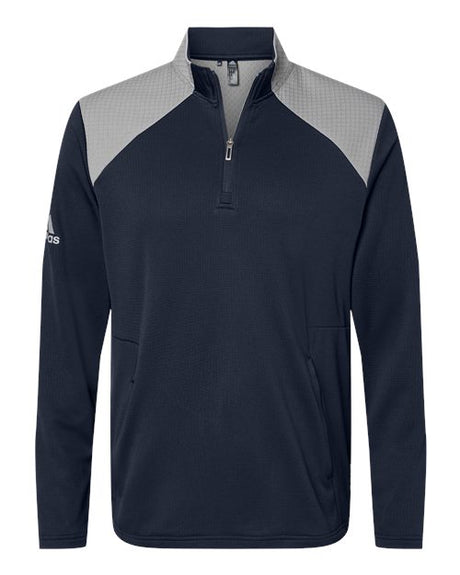 adidas Men's Textured Mixed Media Quarter-Zip Pullover Mens Apparel Sweatshirts & Fleece