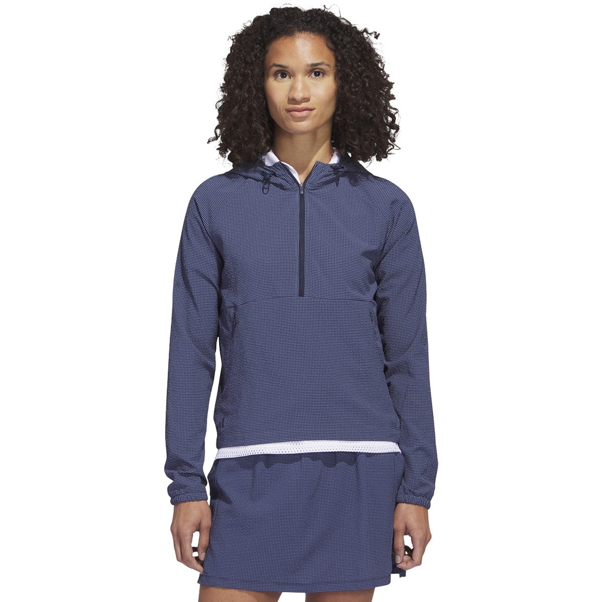 adidas Women's Seersucker 1/4-Zip Golf Hoodie Womens Apparel Sweatshirts & Fleece
