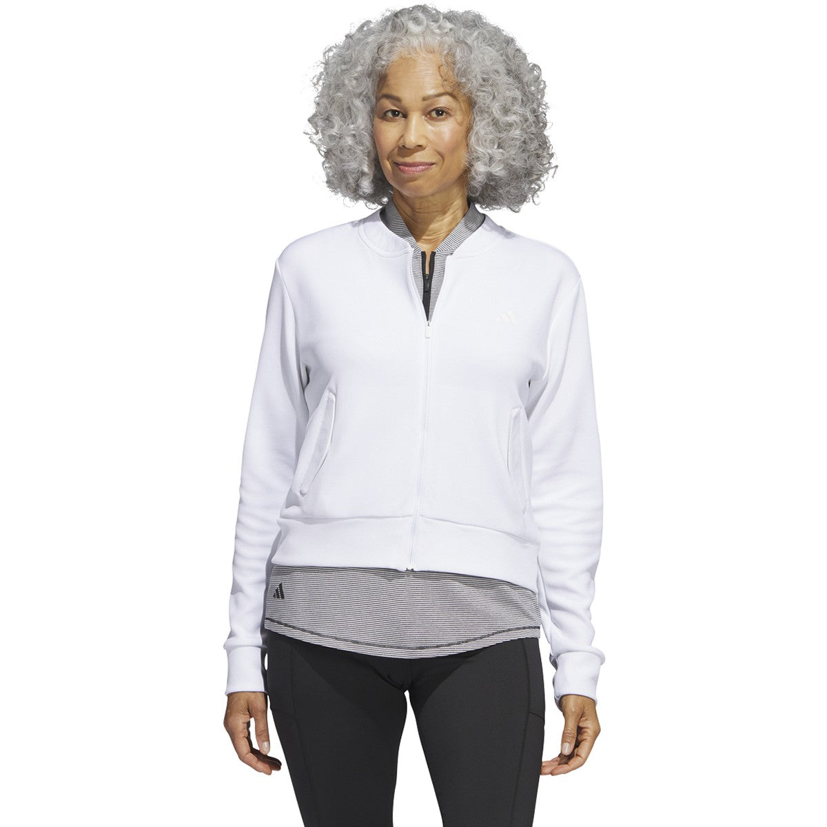 adidas Women's Full Zip Knit Golf Bomber Jacket Womens Apparel Jackets & Vests