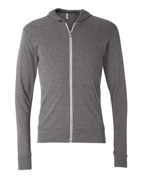 BELLA + CANVAS Men's Triblend Full-Zip Lightweight Hoodie BC3939 Mens Apparel Sweatshirts & Fleece