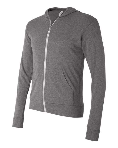 BELLA + CANVAS Men's Triblend Full-Zip Lightweight Hoodie BC3939 Mens Apparel Sweatshirts & Fleece